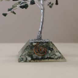 KDMD Gemstone Tree with Organite Base - 160 Stone - Moss Agate in Green - thumbnail 3