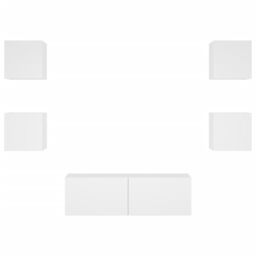 Berkfield Home 5 Piece TV Wall Cabinets with LED Lights White - thumbnail 7