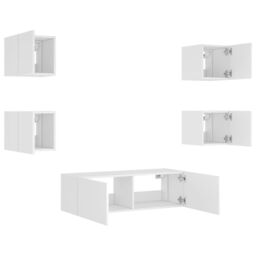 Berkfield Home 5 Piece TV Wall Cabinets with LED Lights White - thumbnail 6