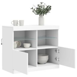 Berkfield Home Sideboard with LED Lights White 81x37x67 cm - Size: 81 x 37 x 67 cm - thumbnail 5