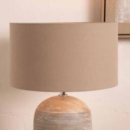 Ruma Taupe Cylinder Cotton Lampshade for Table Lamps & Floor Lamps - Size: 12 inches - thumbnail 1