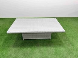 Fimous 8 PCs Rising Dining Table Set Inclining Love Sofa Seat Big Footstool in Light Grey - thumbnail 4