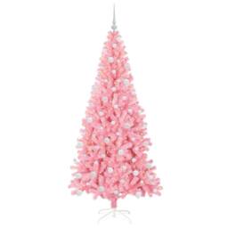 Berkfield Home Lush Christmas Tree with 300 LEDs with Stand Pink 180 cm PVC