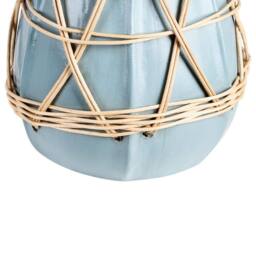 Wyld and Coco Stoneware Decorative Vase Pale Blue Lacquered Terracotta Woven - thumbnail 6
