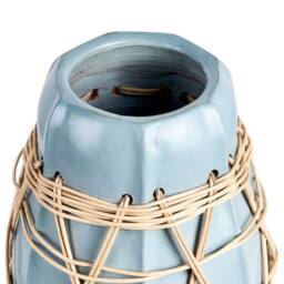 Wyld and Coco Stoneware Decorative Vase Pale Blue Lacquered Terracotta Woven - thumbnail 5
