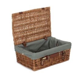 Red Hamper 35cm Light Steamed Picnic Basket with Grey Lining - thumbnail 1