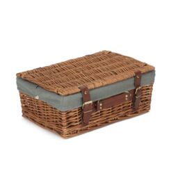 Red Hamper 35cm Light Steamed Picnic Basket with Grey Lining - thumbnail 2