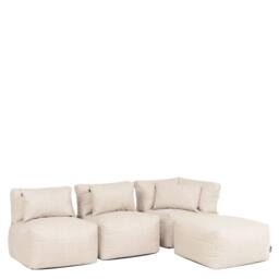icon 4pcs Noa Bean Bag, 1x Corner, 2x Recliner, 1x Slab, Outdoor Woven Natural - thumbnail 3