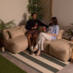icon 4pcs Noa Bean Bag, 1x Corner, 2x Recliner, 1x Slab, Outdoor Woven Natural - thumbnail 5