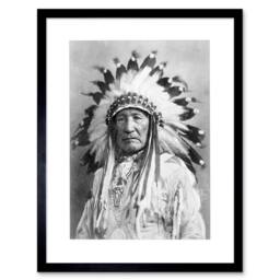 "Artery8 Photo Native American Indian Mountain Chief 12x16"" Framed Art Print in Grey - Size: W12"" x H16""" - thumbnail 1