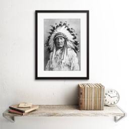 "Artery8 Photo Native American Indian Mountain Chief 12x16"" Framed Art Print in Grey - Size: W12"" x H16""" - thumbnail 2