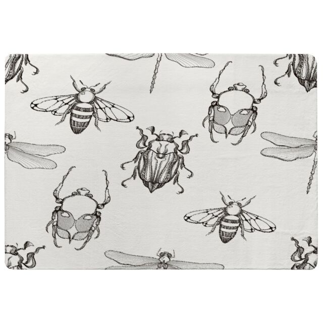 Benjamin Tate Design Sketch Of Scarab Beetle, May Bug, Bee & Dragonfly Designer Rug in Natural - Size: Large - image 1