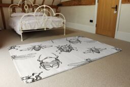 Benjamin Tate Design Sketch Of Scarab Beetle, May Bug, Bee & Dragonfly Designer Rug in Natural - Size: Large - thumbnail 3