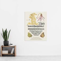 "Artery8 Dog Tooth Violet & Butterflies Calligraphy Wall Art Poster Print in White - Size: W24"" x H32""" - thumbnail 4