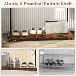 Costway Clothes Rack on Wheels Industrial Pipe Style Rolling Garment Rack in Brown - thumbnail 9