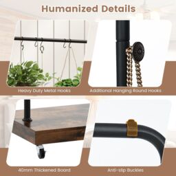 Costway Clothes Rack on Wheels Industrial Pipe Style Rolling Garment Rack in Brown - thumbnail 6