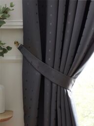 Luxury Living Adi Lined Ring Top Eyelet Curtains in Charcoal - Size: 168 cm width x 137 cm drop - thumbnail 3