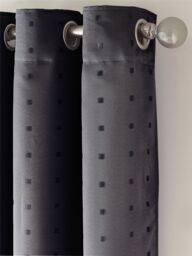 Luxury Living Adi Lined Ring Top Eyelet Curtains in Charcoal - Size: 168 cm width x 137 cm drop - thumbnail 2