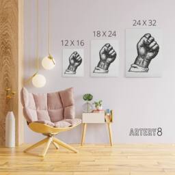 "Artery8 Clenched Fist Black & White Drawing Gestel Canvas Wall Art - Size: W18"" x H24""" - thumbnail 4