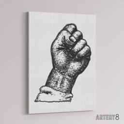 "Artery8 Clenched Fist Black & White Drawing Gestel Canvas Wall Art - Size: W18"" x H24""" - thumbnail 2