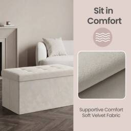 KORVIXA Storage Ottoman Foldable Small Ottoman Foot Rest in White - Size: 100 cm x 100 cm - thumbnail 5