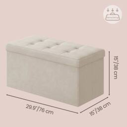 KORVIXA Storage Ottoman Foldable Small Ottoman Foot Rest in White - Size: 100 cm x 100 cm - thumbnail 2