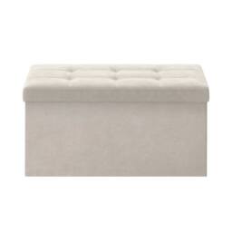 KORVIXA Storage Ottoman Foldable Small Ottoman Foot Rest in White - Size: 100 cm x 100 cm - thumbnail 1