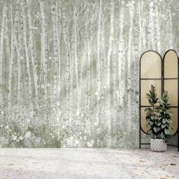 Superfresco Easy Painterly Woods Sage Print To Order 3m x 2.8m Mural in Green - thumbnail 4