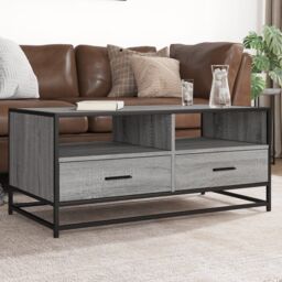 Berkfield Home Coffee Table Grey Sonoma 100x50x45 cm Engineered Wood & Metal - Size: 100 x 50 x 45 cm - thumbnail 1
