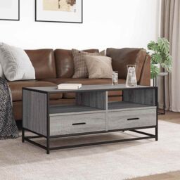 Berkfield Home Coffee Table Grey Sonoma 100x50x45 cm Engineered Wood & Metal - Size: 100 x 50 x 45 cm - thumbnail 3