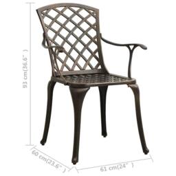 Berkfield Home 3 Piece Bistro Set Cast Aluminium Bronze in Brown - thumbnail 8