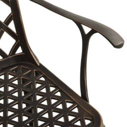 Berkfield Home 3 Piece Bistro Set Cast Aluminium Bronze in Brown - thumbnail 4