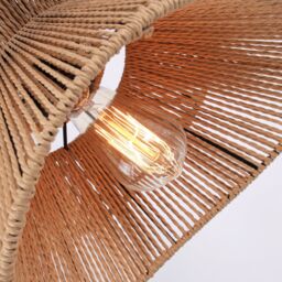 Garwarm 1 Light Farmhouse Boho Geometric Rattan Pendant Light in Light Brown - thumbnail 3