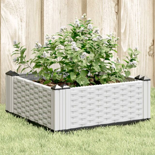 Berkfield Home Garden Planter with Pegs White 42.5x42.5x28.5 cm PP - image 1