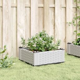 Berkfield Home Garden Planter with Pegs White 42.5x42.5x28.5 cm PP - thumbnail 3