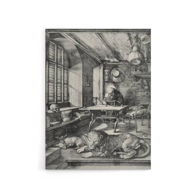 "Artery8 Saint Jerome in His Study Albrecht Durer Canvas Wall Art Print in Grey - Size: W12"" x H16""" - image 1