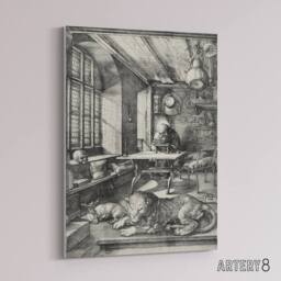 "Artery8 Saint Jerome in His Study Albrecht Durer Canvas Wall Art Print in Grey - Size: W12"" x H16""" - thumbnail 2
