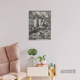 "Artery8 Saint Jerome in His Study Albrecht Durer Canvas Wall Art Print in Grey - Size: W12"" x H16""" - thumbnail 3