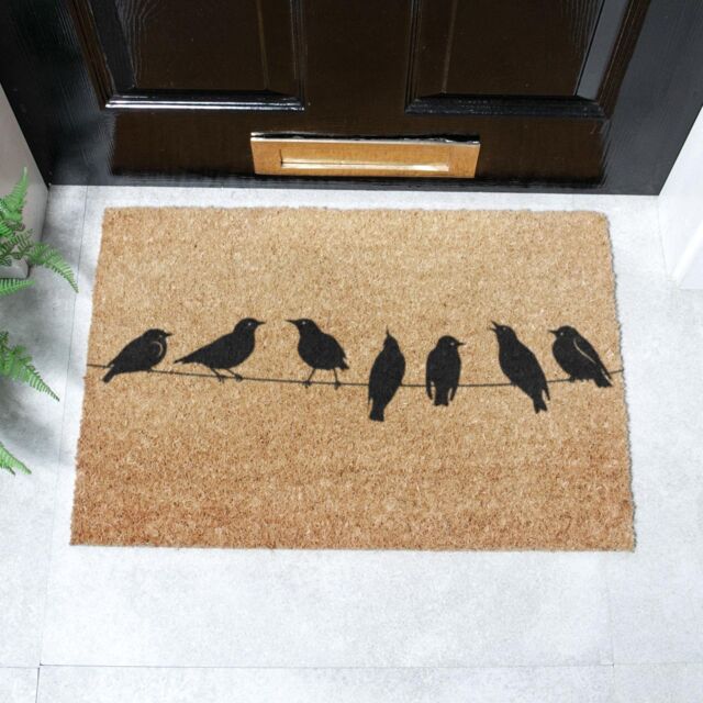 Artsy Mats Birds On Wire Doormat (60 x 40cm) in Brown - Size: 40 cm x 60 cm - image 1