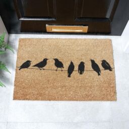 Artsy Mats Birds On Wire Doormat (60 x 40cm) in Brown - Size: 40 cm x 60 cm - thumbnail 1
