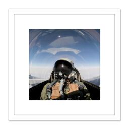 Artery8 Military USA USAF Air Force Pilot F-16 Fighting Falcon Jet Photo 8X8 Inch Square Wooden Framed Wall Art Print Picture with Mount in White - thumbnail 1