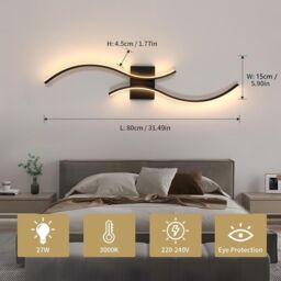 COMELY Modern Indoor Wall Lights, 27W Wall Lights for Living Room, Dia 80cm in Black - thumbnail 5
