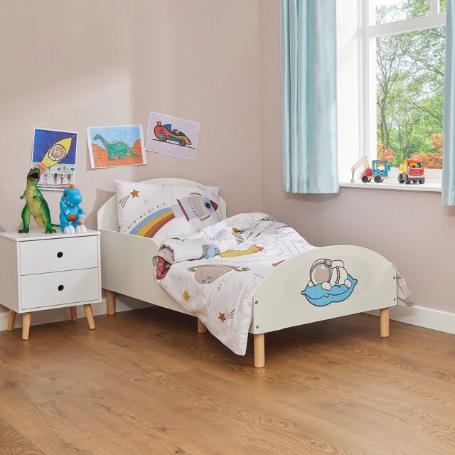 Liberty House Toys Space Theme Toddler Bed in White - Size: Cot Bed - image 1