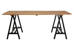 Orsina Sturdy Pine Wood & Iron Dining Table, A-Frame Legs Small Dining Table, Elegant Kitchen Table For Dinner in Natural - thumbnail 6