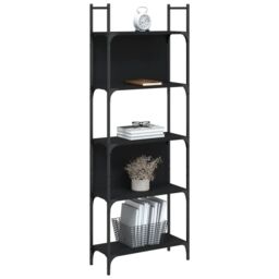 Berkfield Home Bookshelf 5-Tier Black 60.5x24x166.5 cm Engineered Wood - thumbnail 4