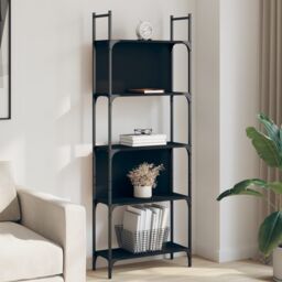 Berkfield Home Bookshelf 5-Tier Black 60.5x24x166.5 cm Engineered Wood - thumbnail 1
