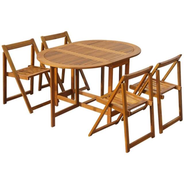 Berkfield Home 5 Piece Folding Outdoor Dining Set Solid Acacia Wood in Brown - image 1