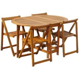 Berkfield Home 5 Piece Folding Outdoor Dining Set Solid Acacia Wood in Brown - thumbnail 2