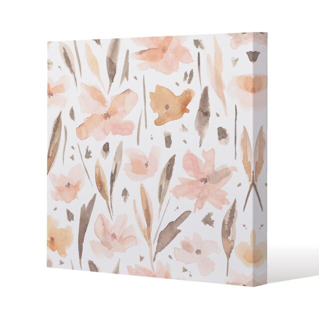 Benjamin Tate Design Pink Watercolour Slim Style Canvas Print 50x50cm in Natural - Size: 50x50 cm - image 1