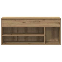 Berkfield Home Shoe Bench Artisan Oak 102x30.5x45 cm Engineered Wood in Brown - thumbnail 4